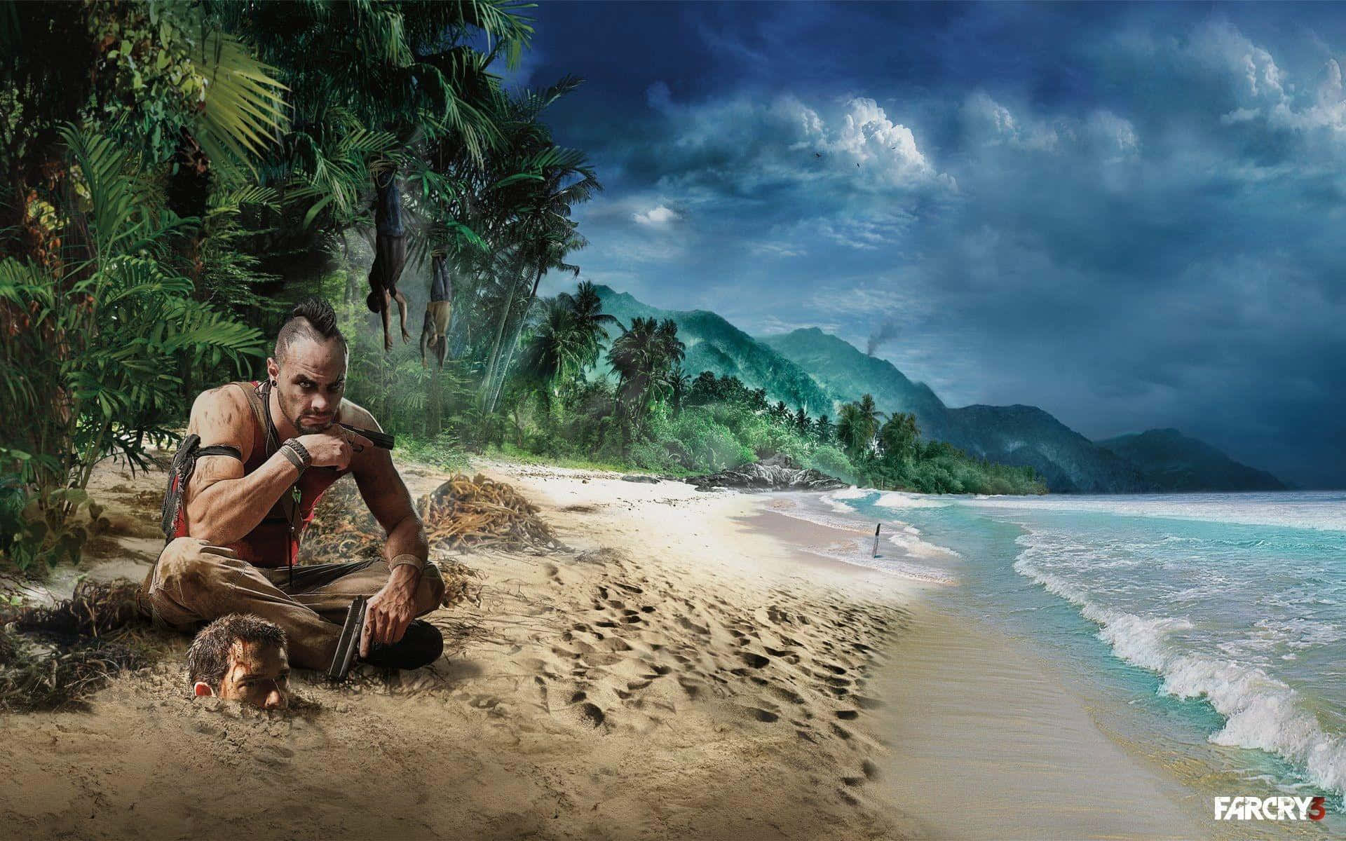 Far Cry 3 Vaas Sitting On The Beachside Wallpaper