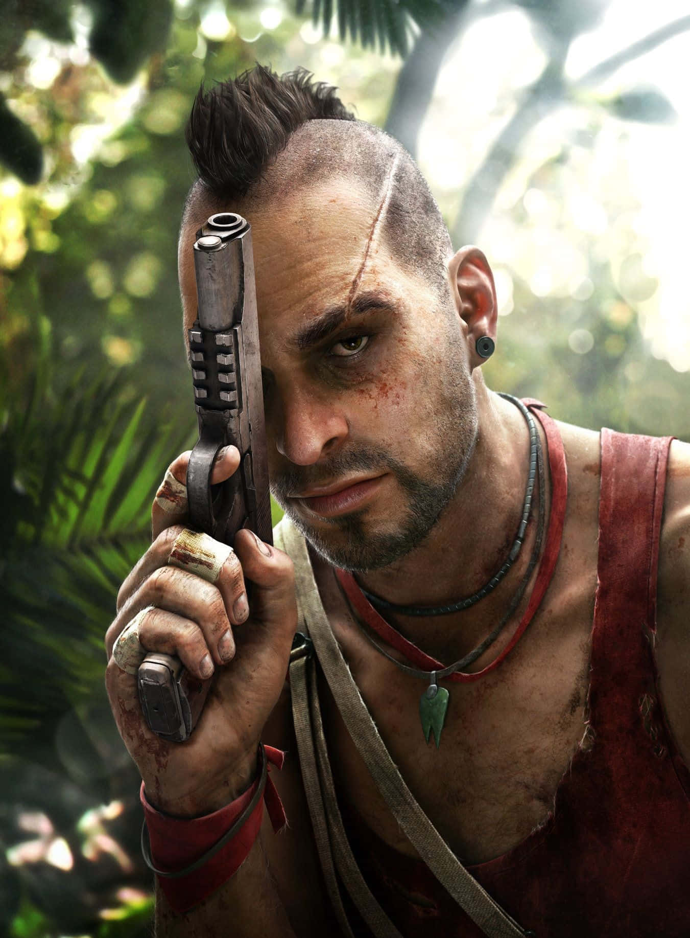 Far Cry 3 Vaas Holding Up A Gun Background