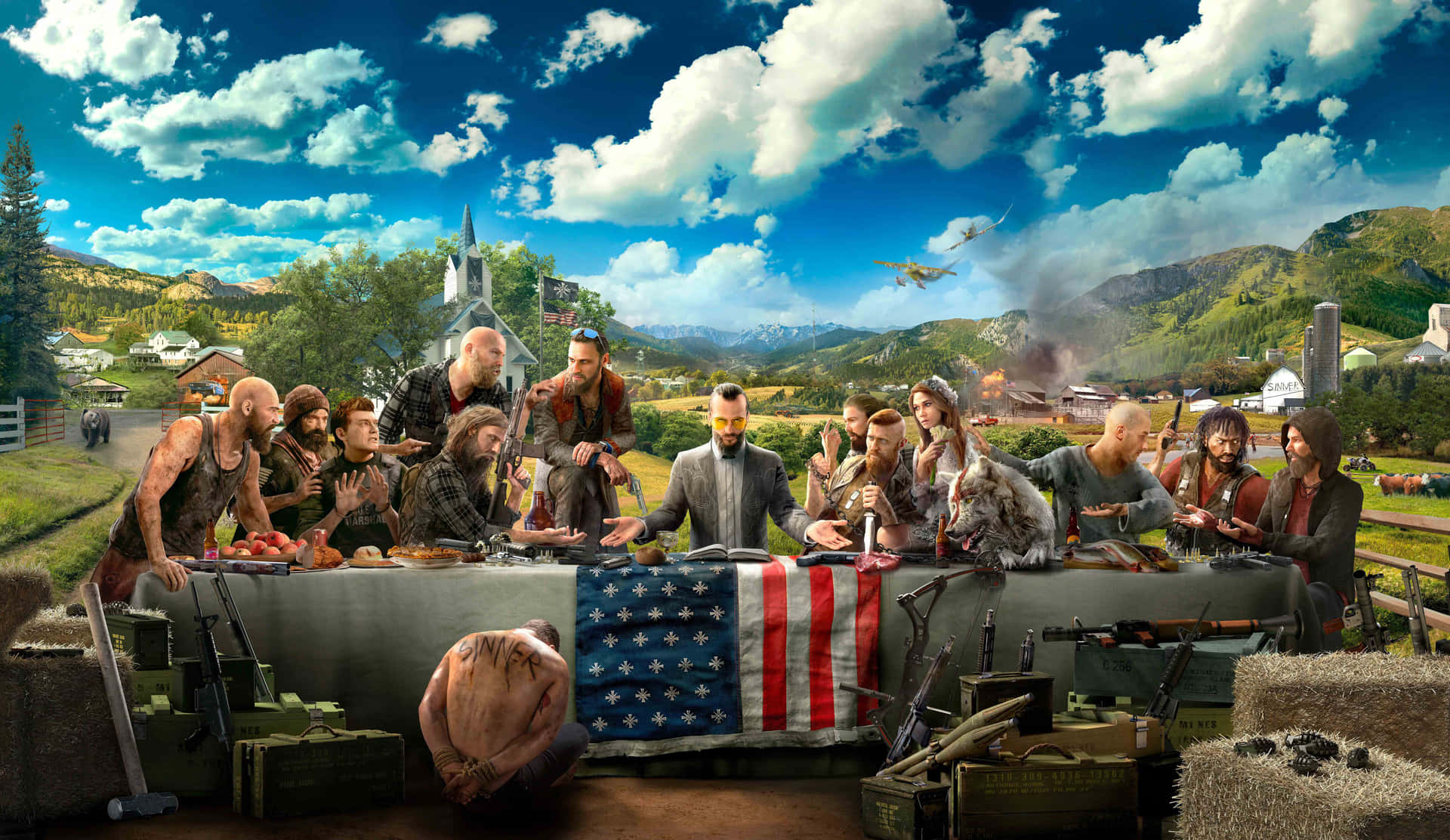 Far Cry 5 - A Group Of People Sitting Around A Table
