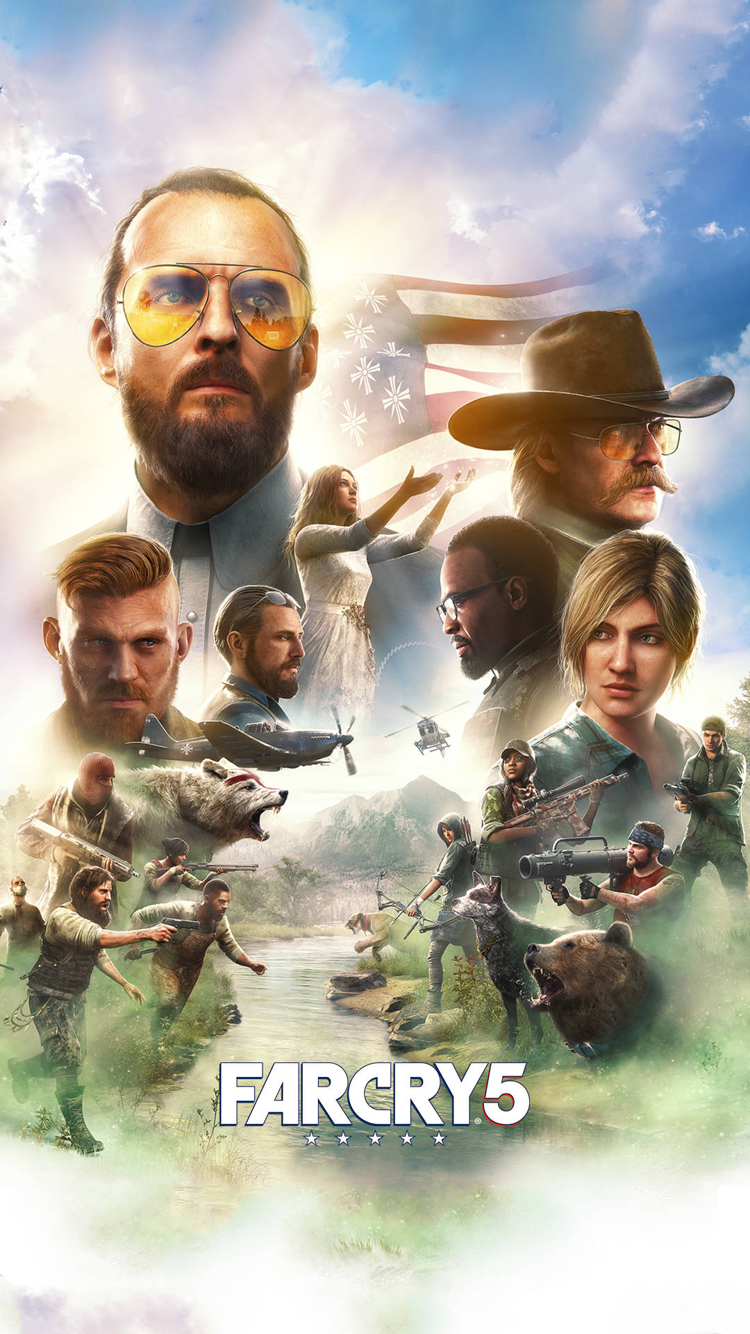 Figurerne fra Far Cry 5 på plakat iPhone Tapet Wallpaper