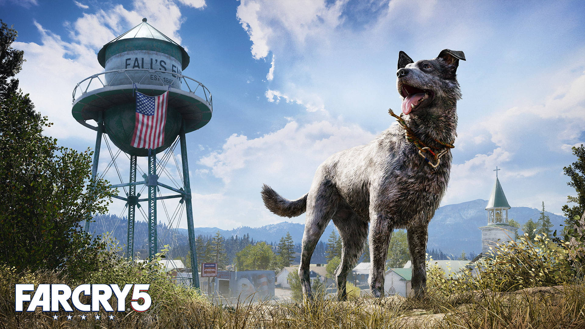Far Cry 5 Dog And Water Tower Iphone Wallpaper