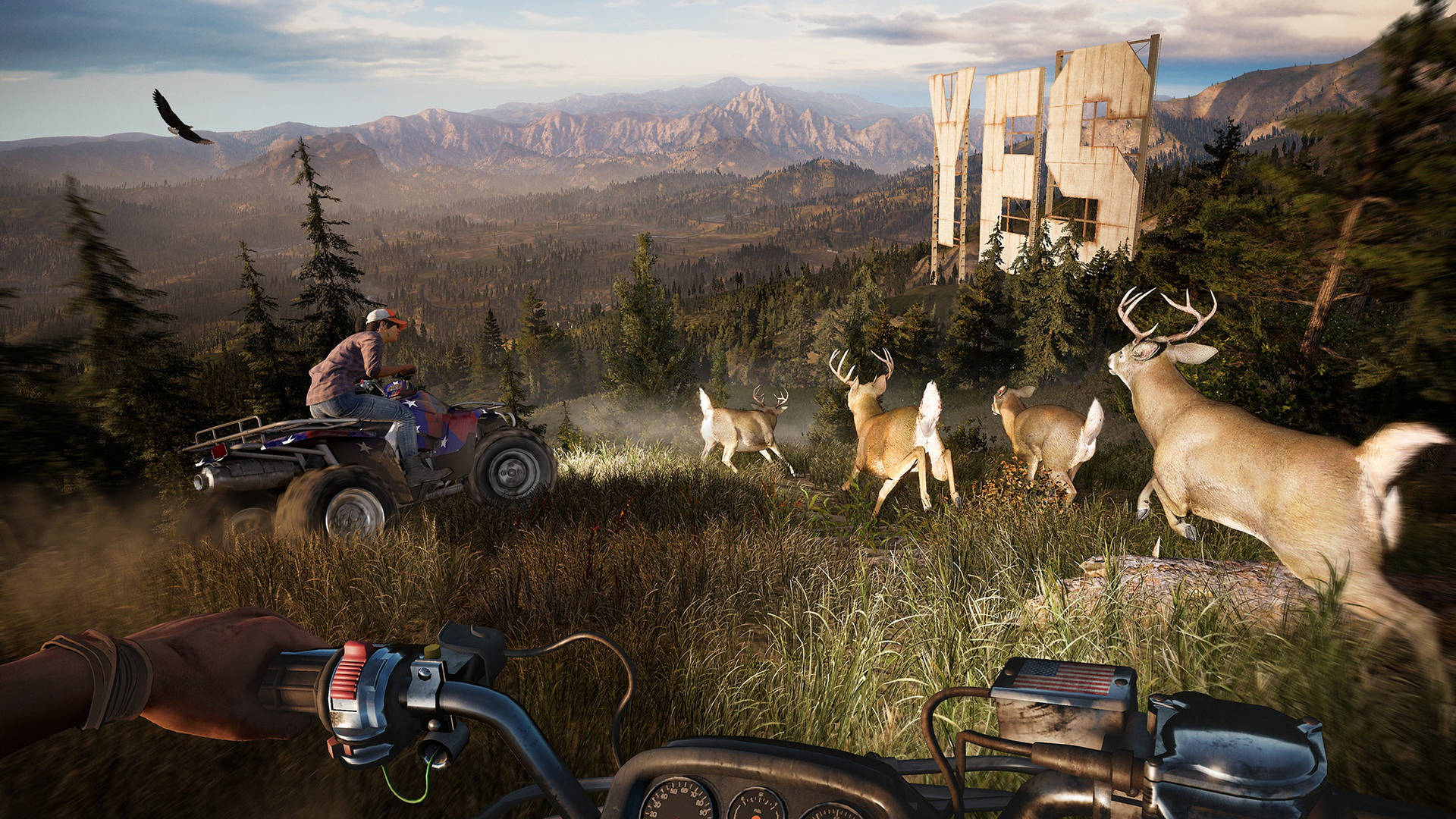 Far Cry 5 Mountain Atv With Deer Background