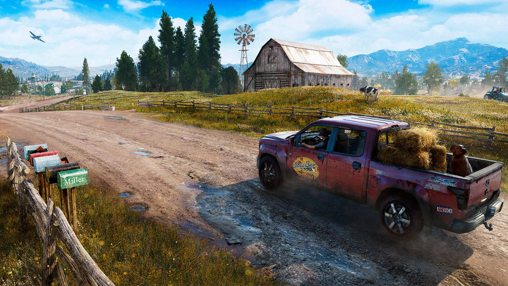 Far Cry 5 Travelling Dog In Truck Background