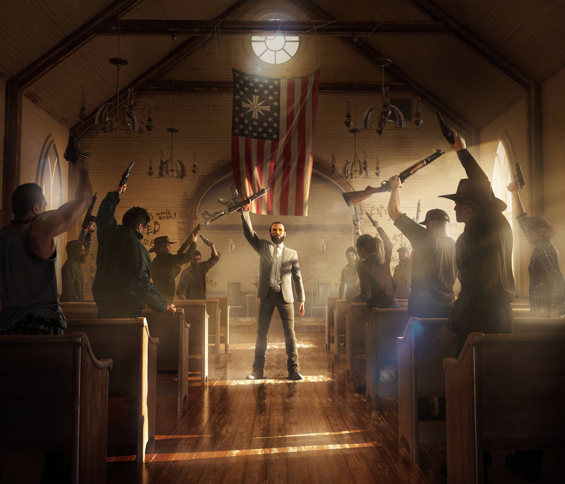 Far Cry Five Church Guns Meeting Background
