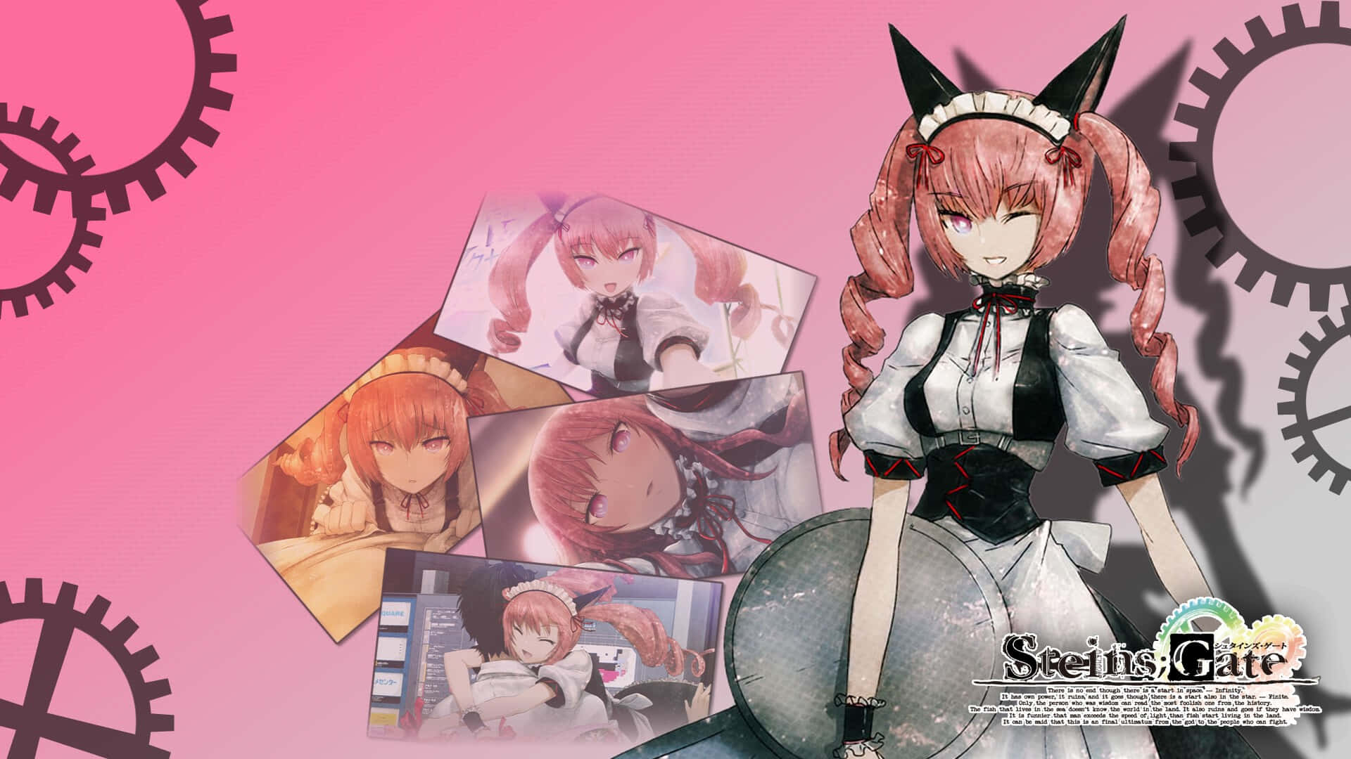 Faris Nyannyan, the playful and feisty character from Steins;Gate, posing in a captivating digital artwork. Wallpaper