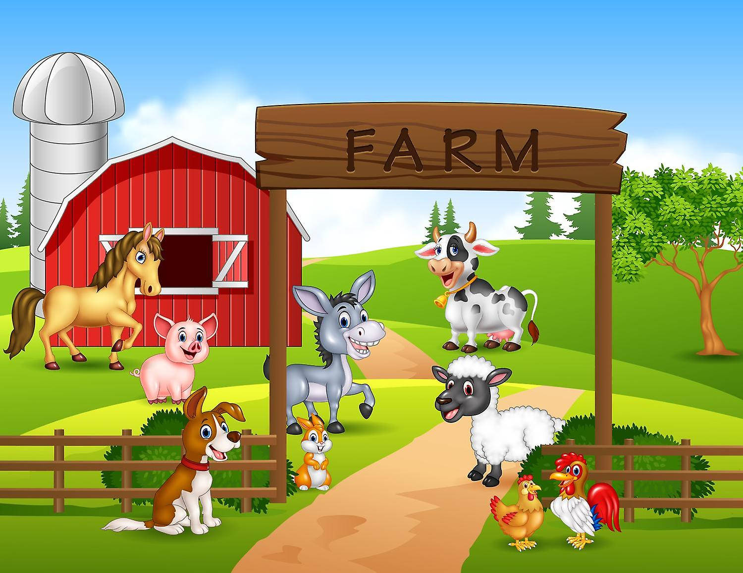 Farm Animals Art For Kids Wallpaper