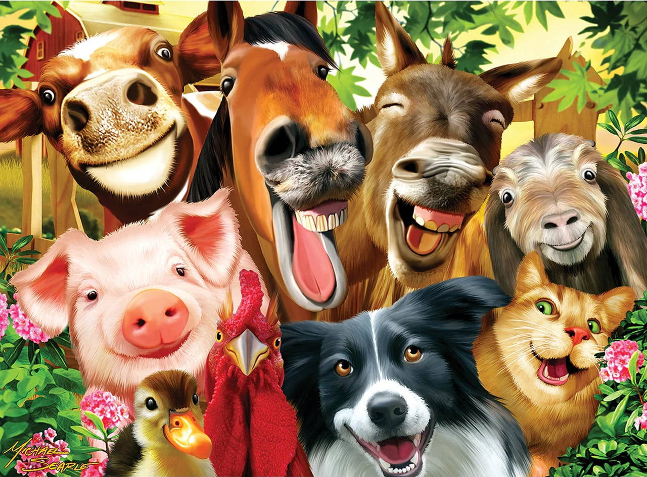 Farm Animals With Funny Faces Wallpaper