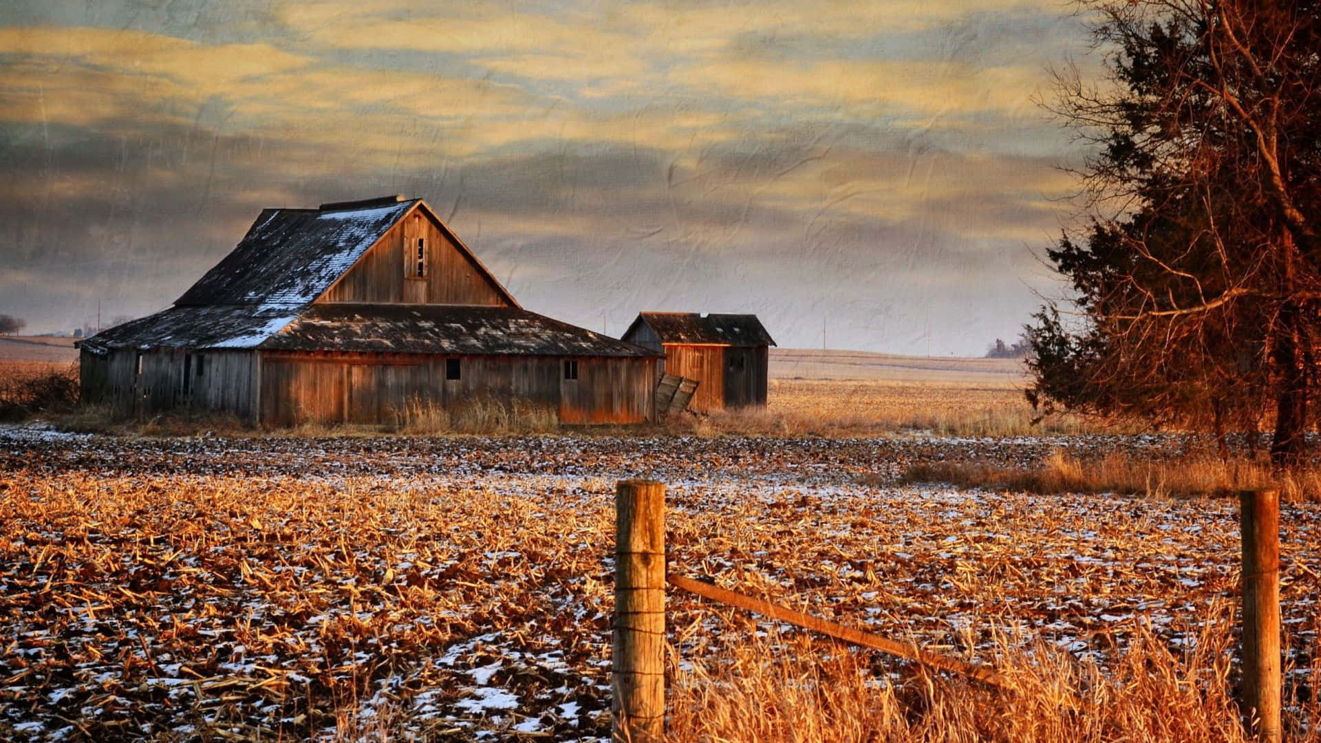 An Old Barn In The Snow