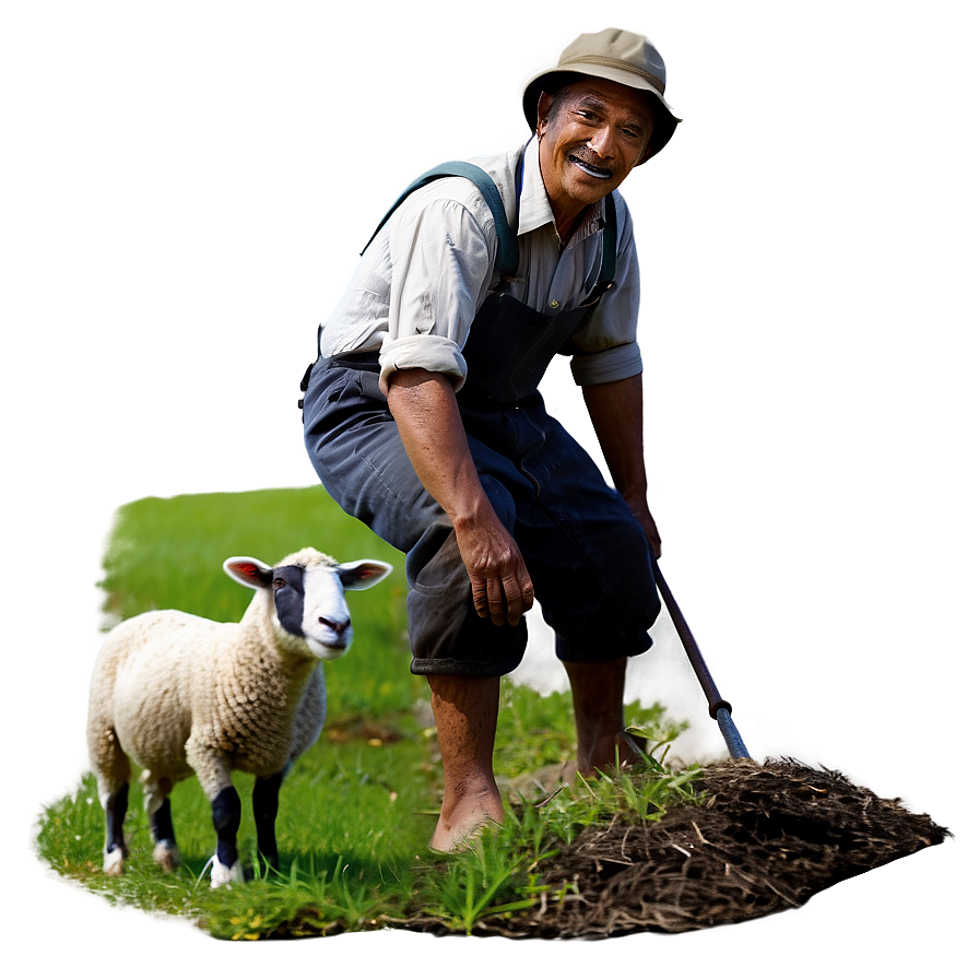 Farmer And Sheep Png 05242024 PNG