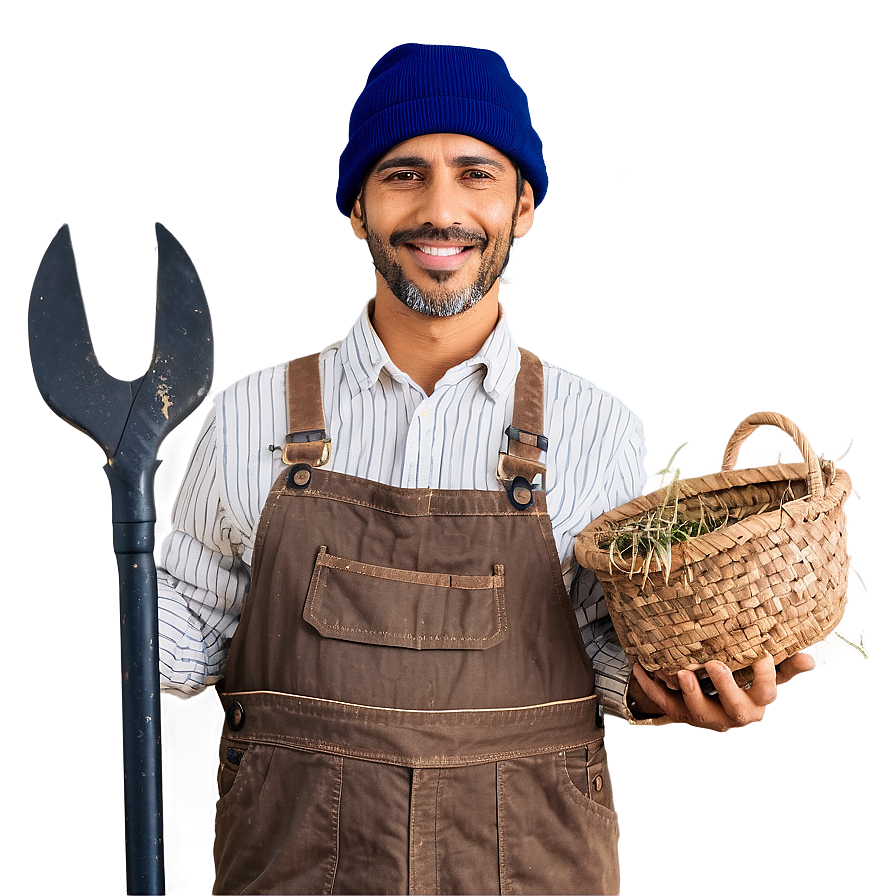 Farmer Holding Tools Png 05242024 PNG