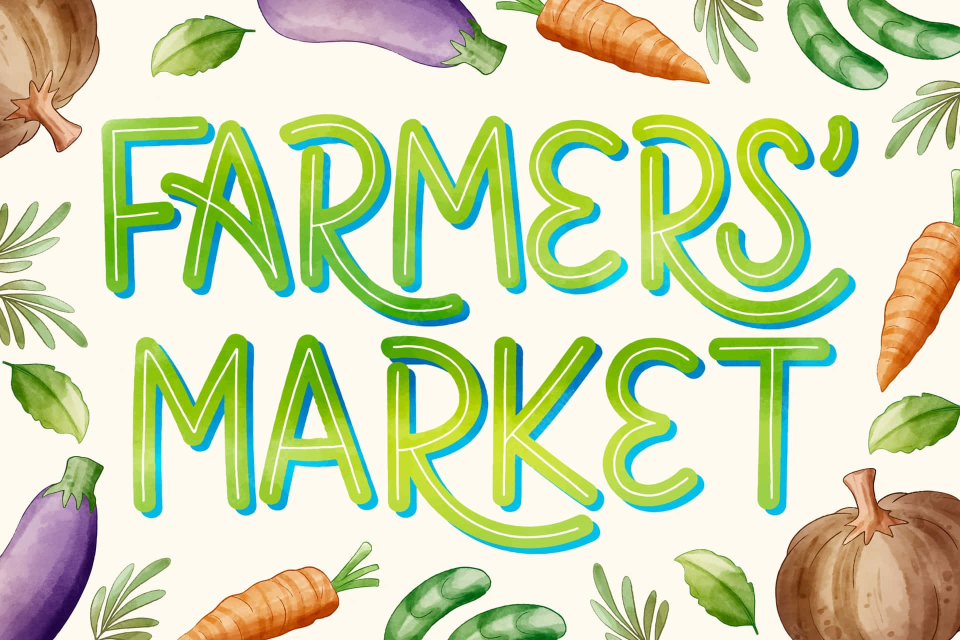 Bustling Farmers Market with Fresh Produce Wallpaper