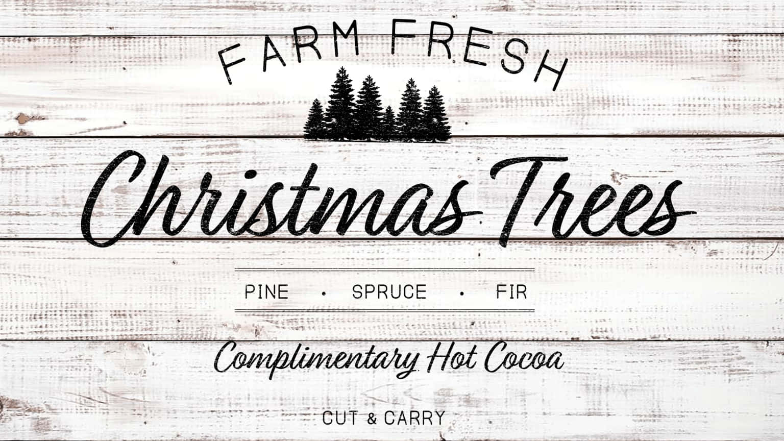 Farmhouse Christmas Tree Farm Wood Plank Wallpaper