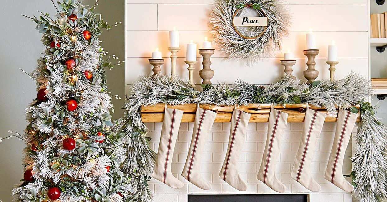 Get cozy this holiday season with a warm Farmhouse Christmas Wallpaper