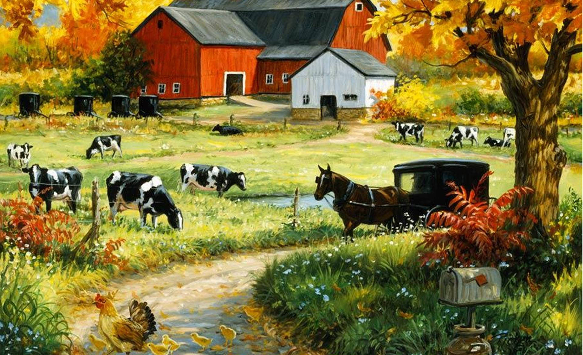 Farmhouse Realistic Painting
