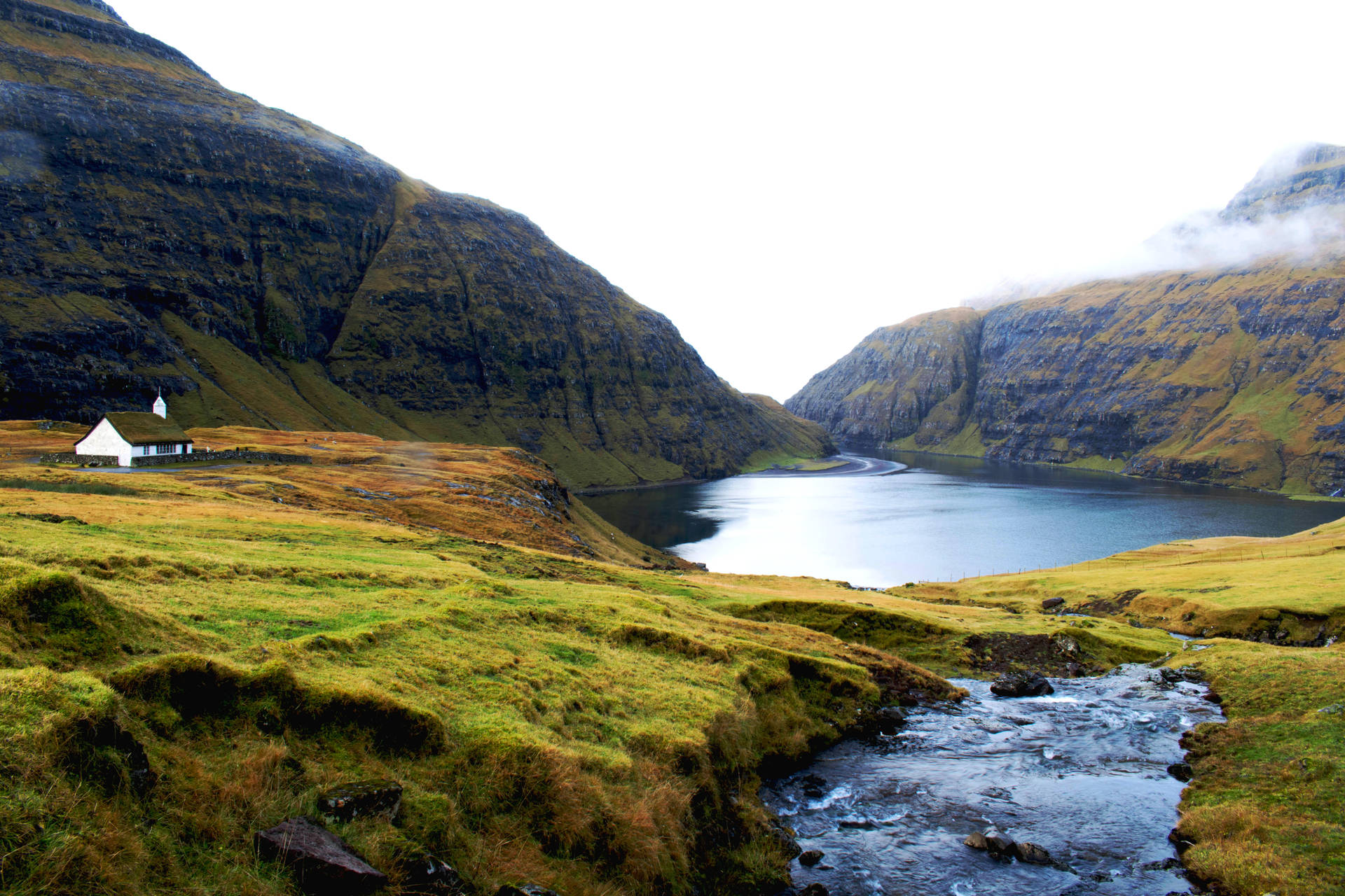 Faroe Islands Mountain Valley Wallpaper