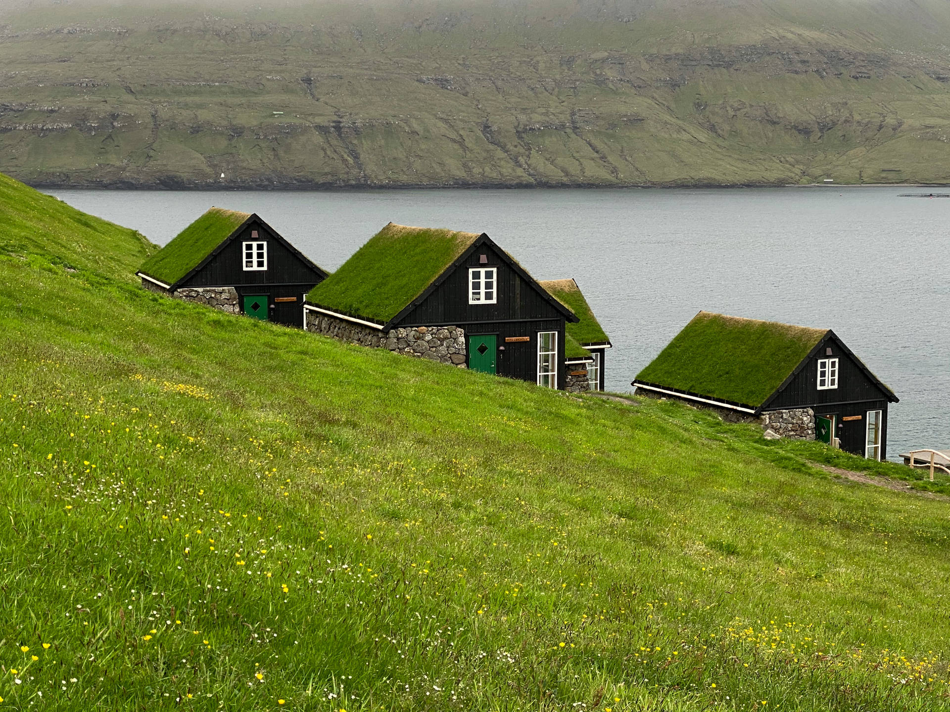 Faroe Islands Turf Houses Wallpaper