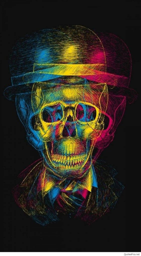 Farverig Skull Iphone Wallpaper