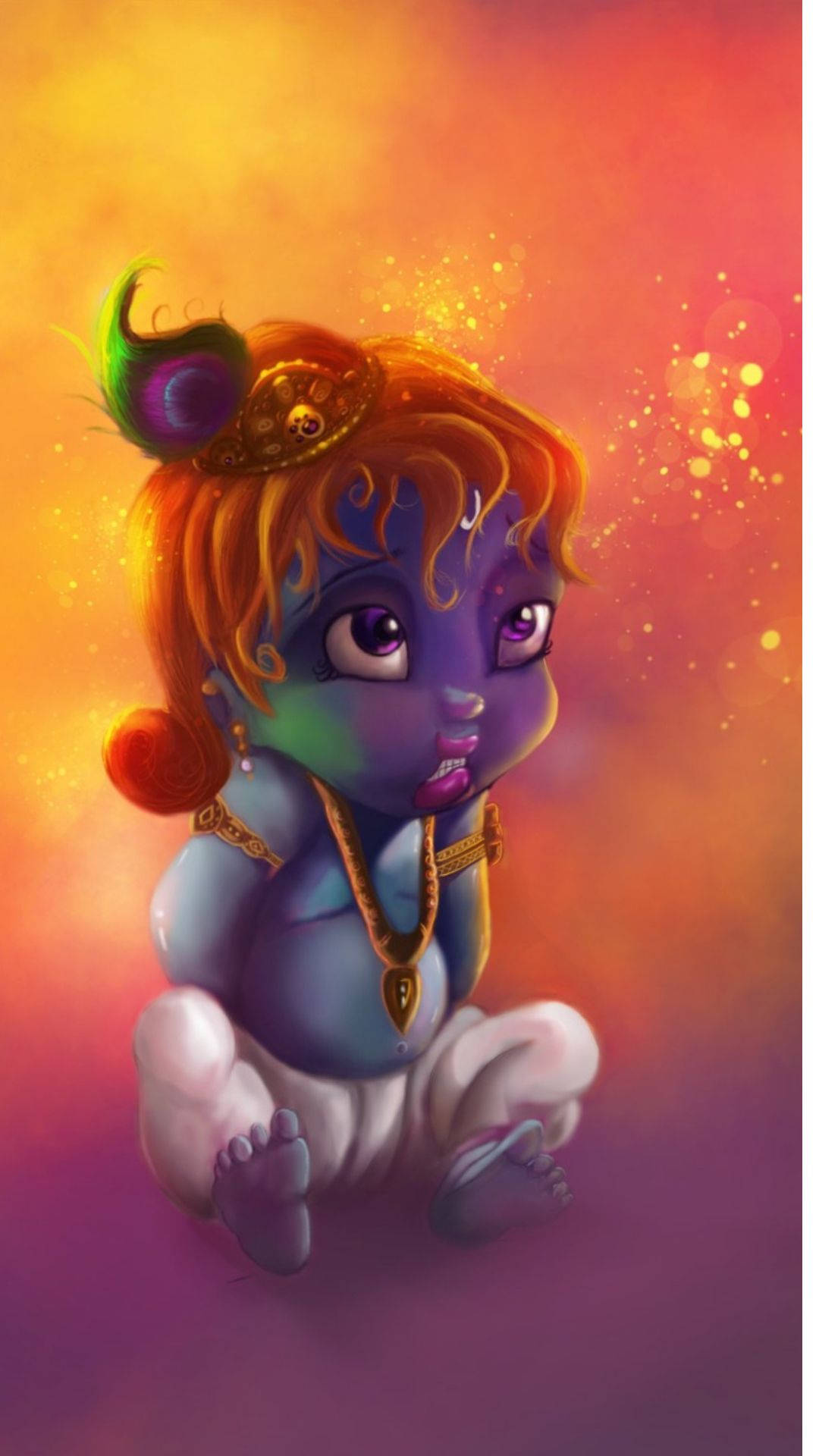 Farverige Cute Krishna Wallpaper