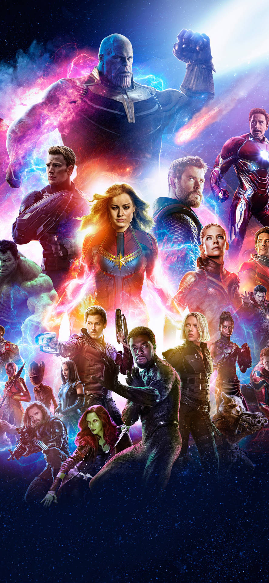 Farverige Neon Kulisse Med Avengers Iphone Wallpaper