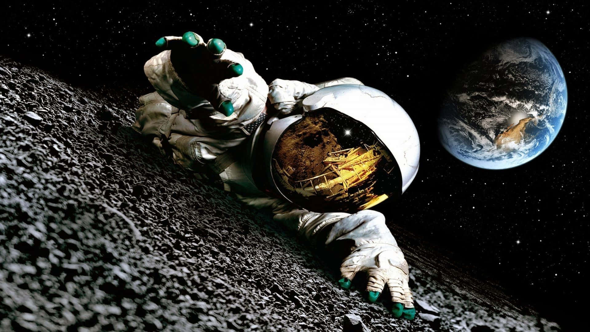 Fascinating View Of Brave Astronaut On Lunar Surface Wallpaper