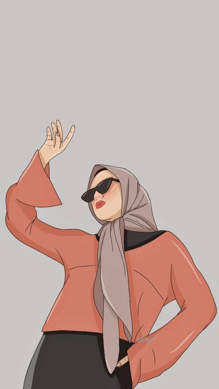 Download Fashion Girl Hijab Cartoon Wallpaper 