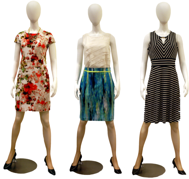 Fashion Mannequins Displaying Dresses PNG