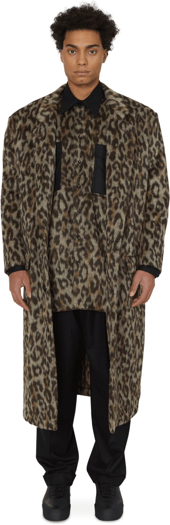 Fashion Model Leopard Print Coat PNG