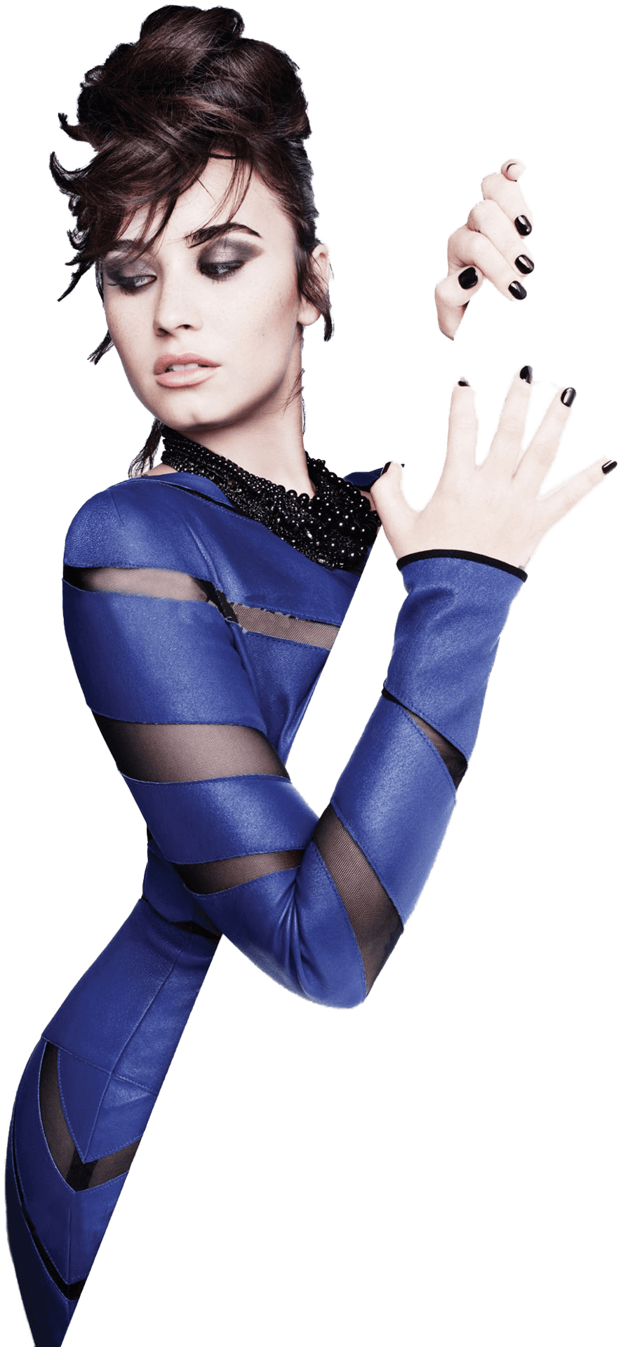 Fashionable Blue Dress Model Pose PNG