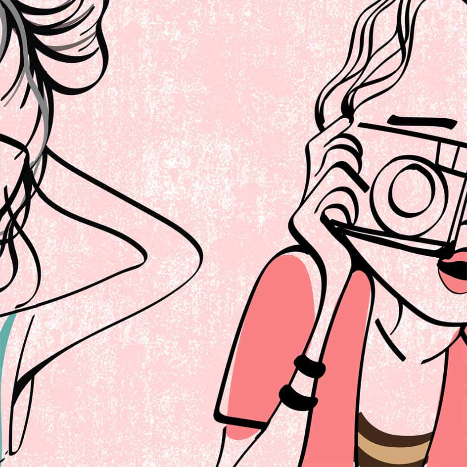 Fashionable Girly Illustration Camera Wallpaper