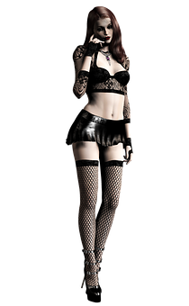 Fashionable_ Gothic_ Style_ Model PNG