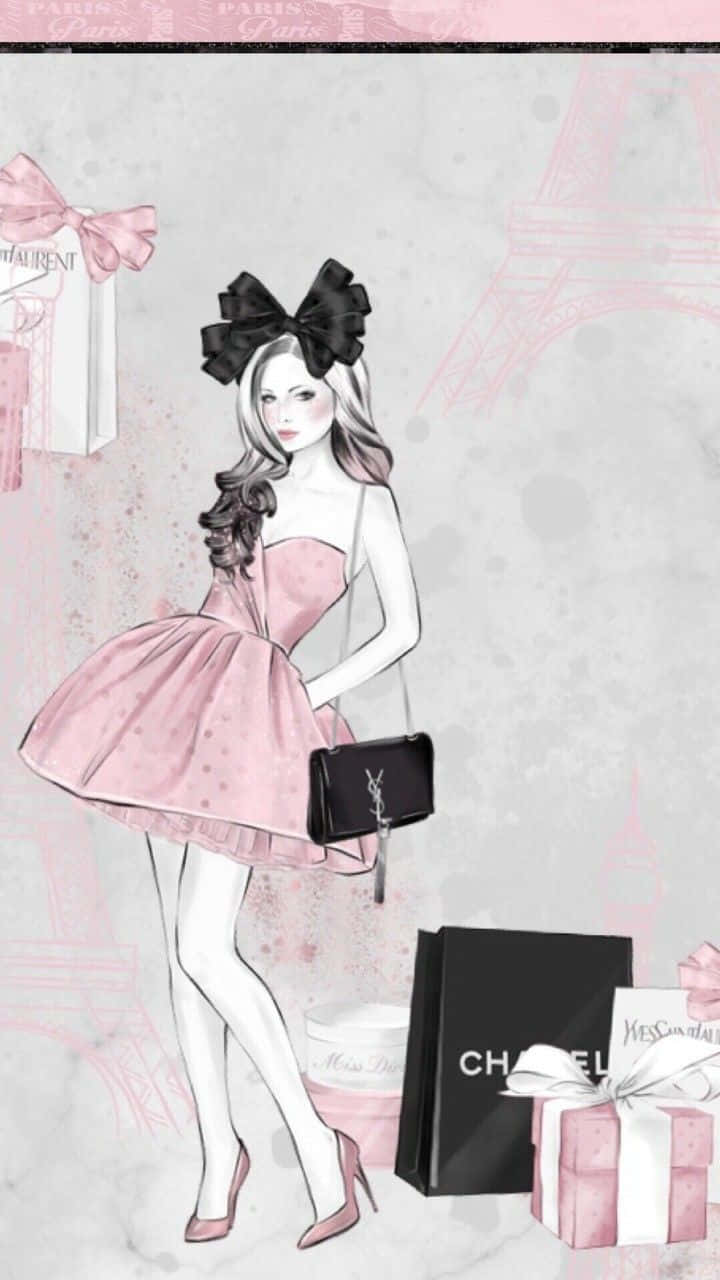 Fashionable Illustration Girly Style Wallpaper