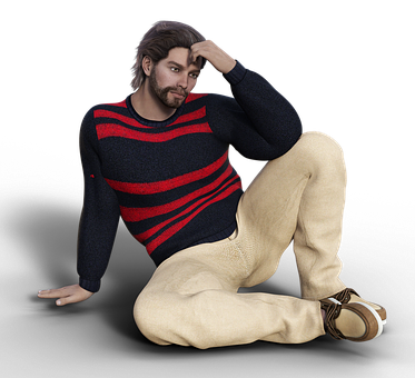 Fashionable Manin Striped Sweaterand Khakis PNG