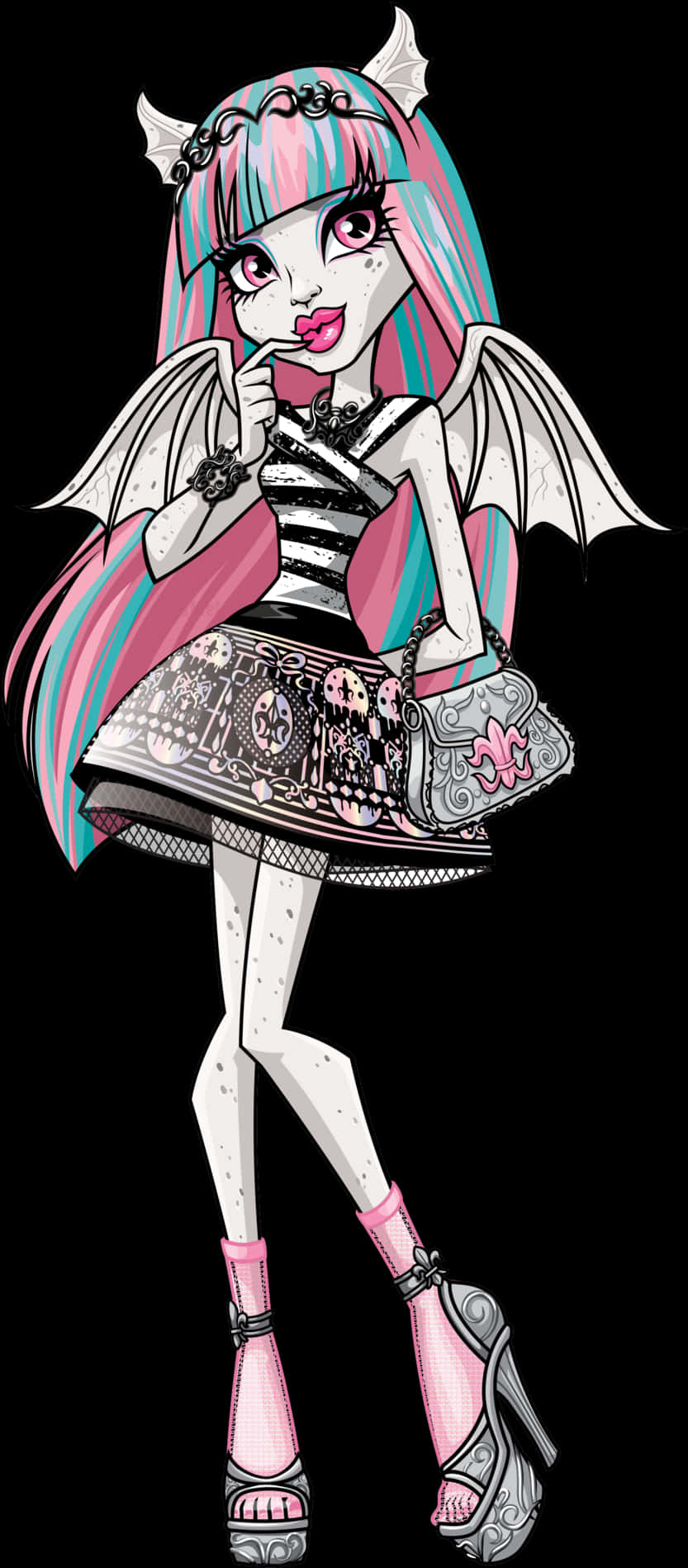 Fashionable Monster Girl Illustration PNG