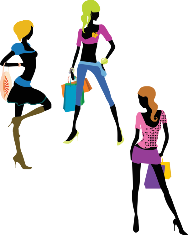 Fashionable Shopping Ladies Illustration PNG