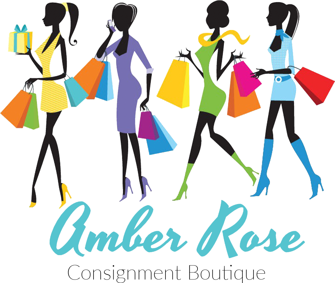 Fashionable Shopping Silhouettes Amber Rose Boutique Logo PNG