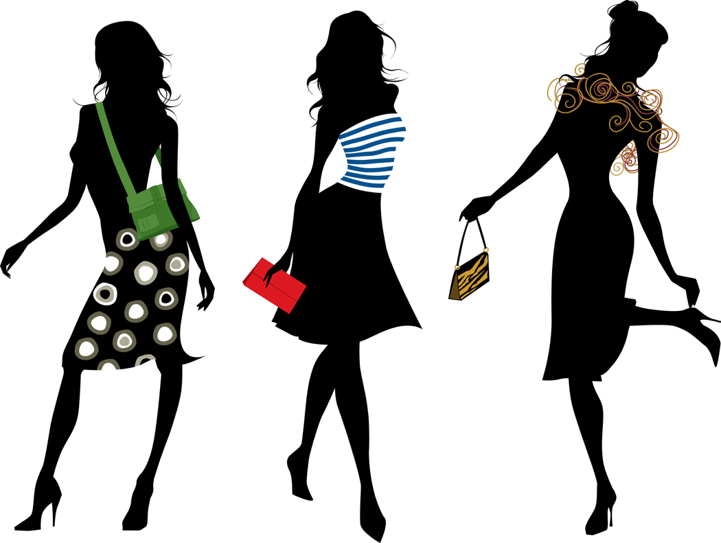 Fashionable Silhouetteswith Accessories PNG