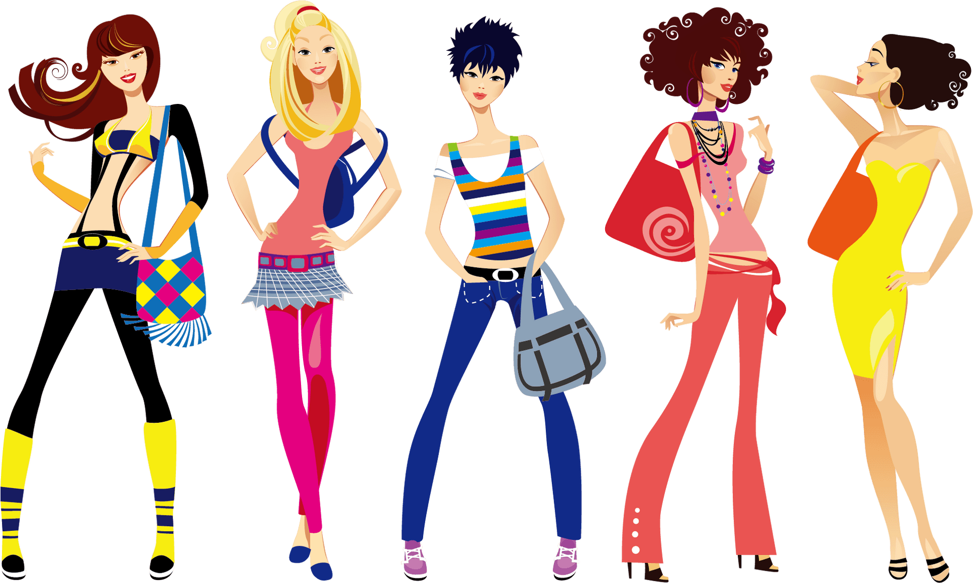 Fashionable Women Illustration PNG