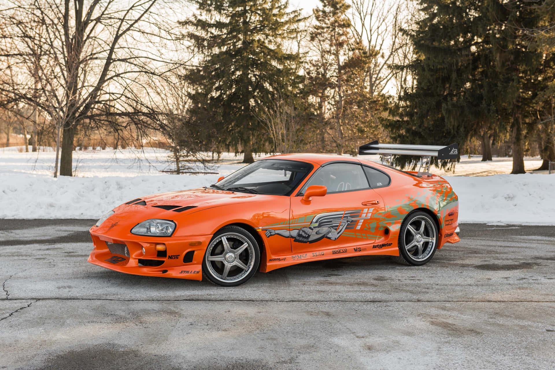 Fastand Furious 1 Toyota Supra Arancione Sfondo