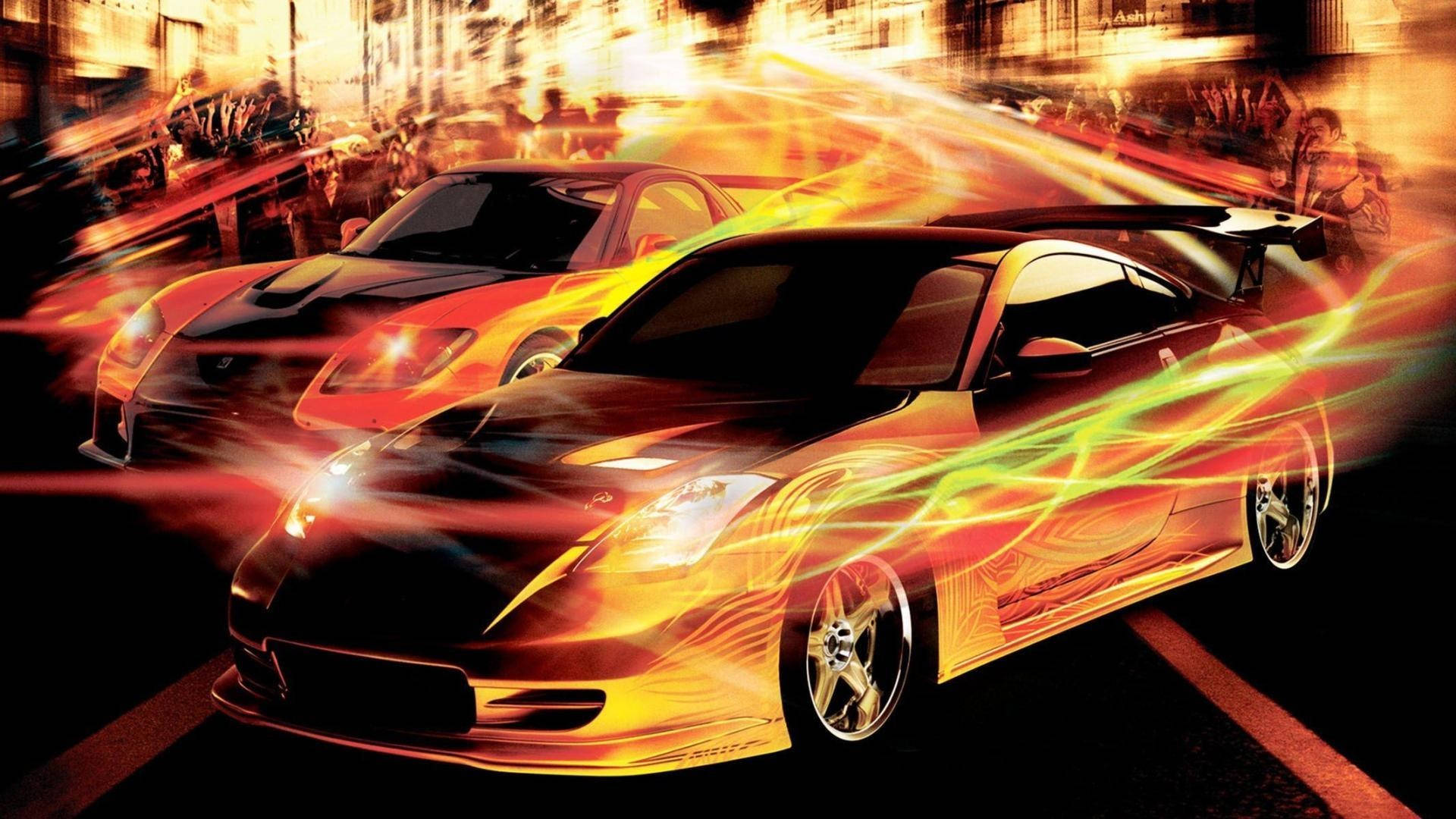 Fast And Furious Cars Yellow And Orange Wallpaper
