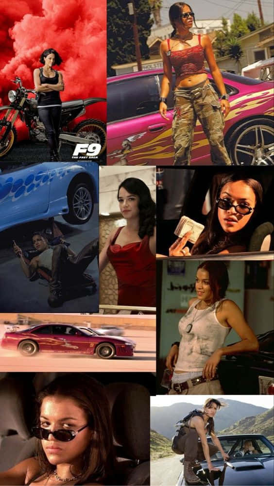 Collagedi Letty Ortiz Del Film Fast And Furious Per Telefono Sfondo