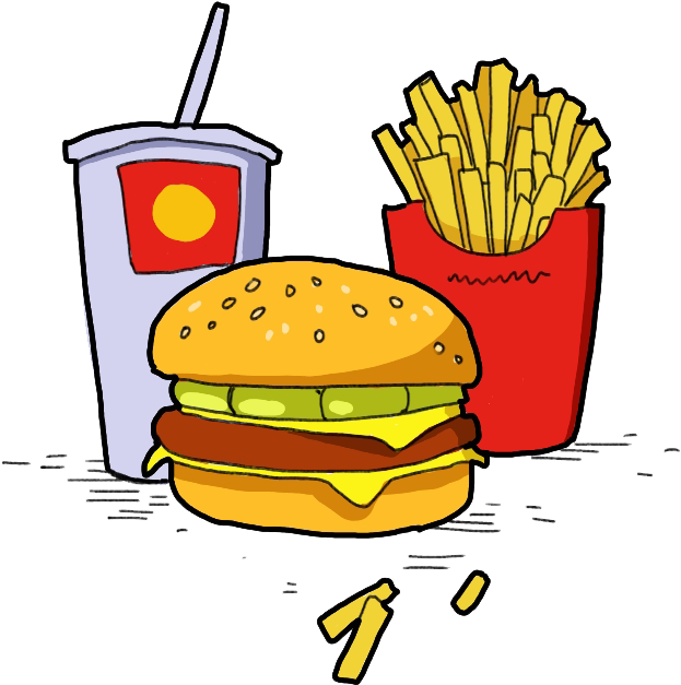 Fast Food Combo Cartoon Illustration PNG