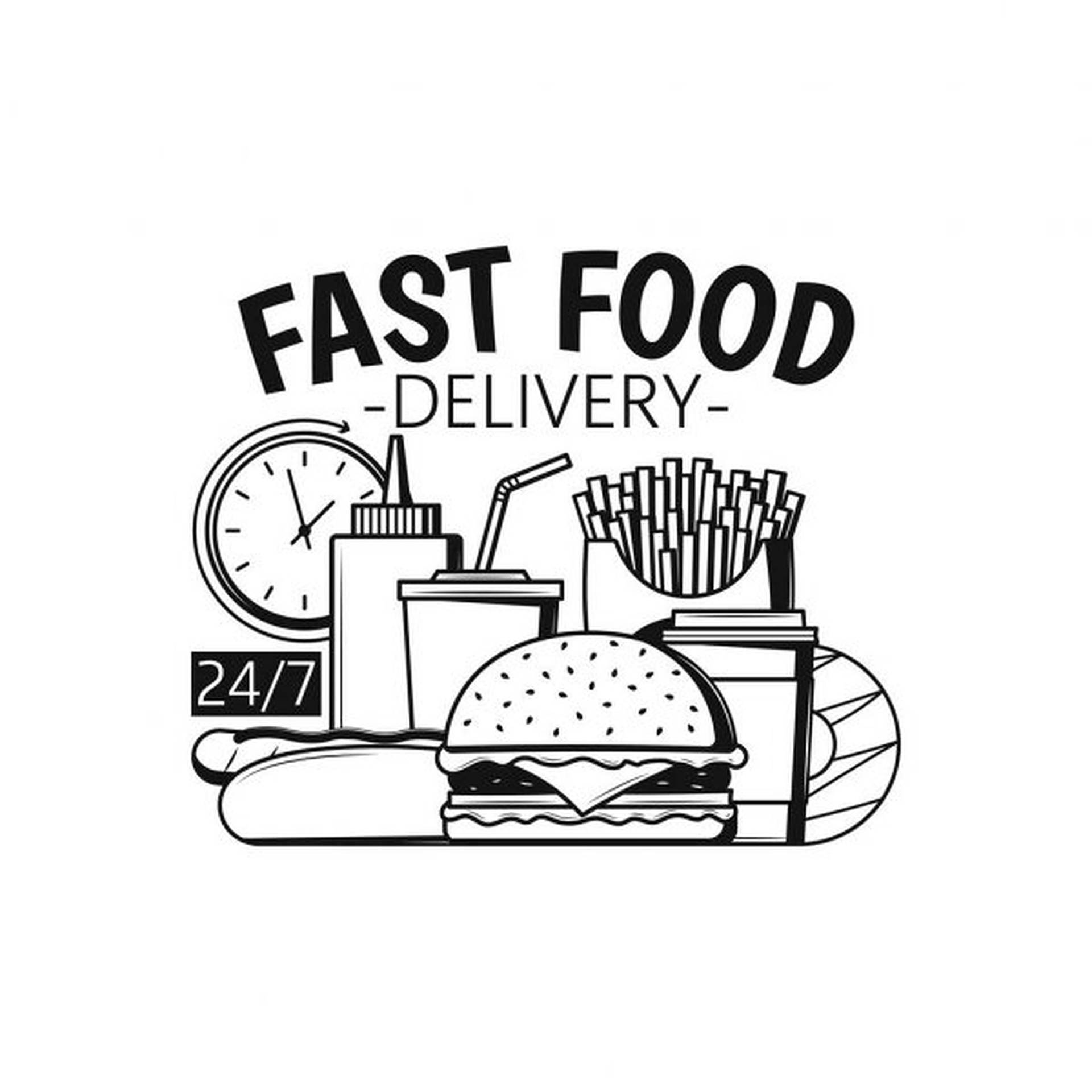 Fast food colored cartoon drawing Royalty Free Vector Image-saigonsouth.com.vn