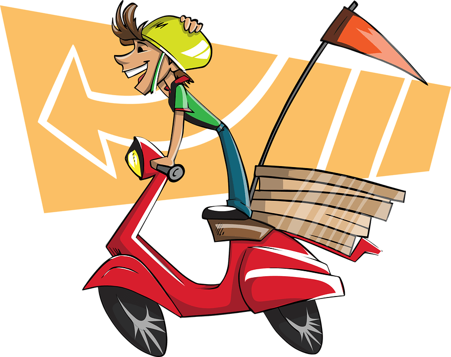 Fast Food Delivery Scooter Cartoon PNG