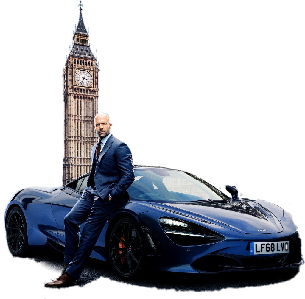 Fast Furious Blue Supercarand Suited Man PNG