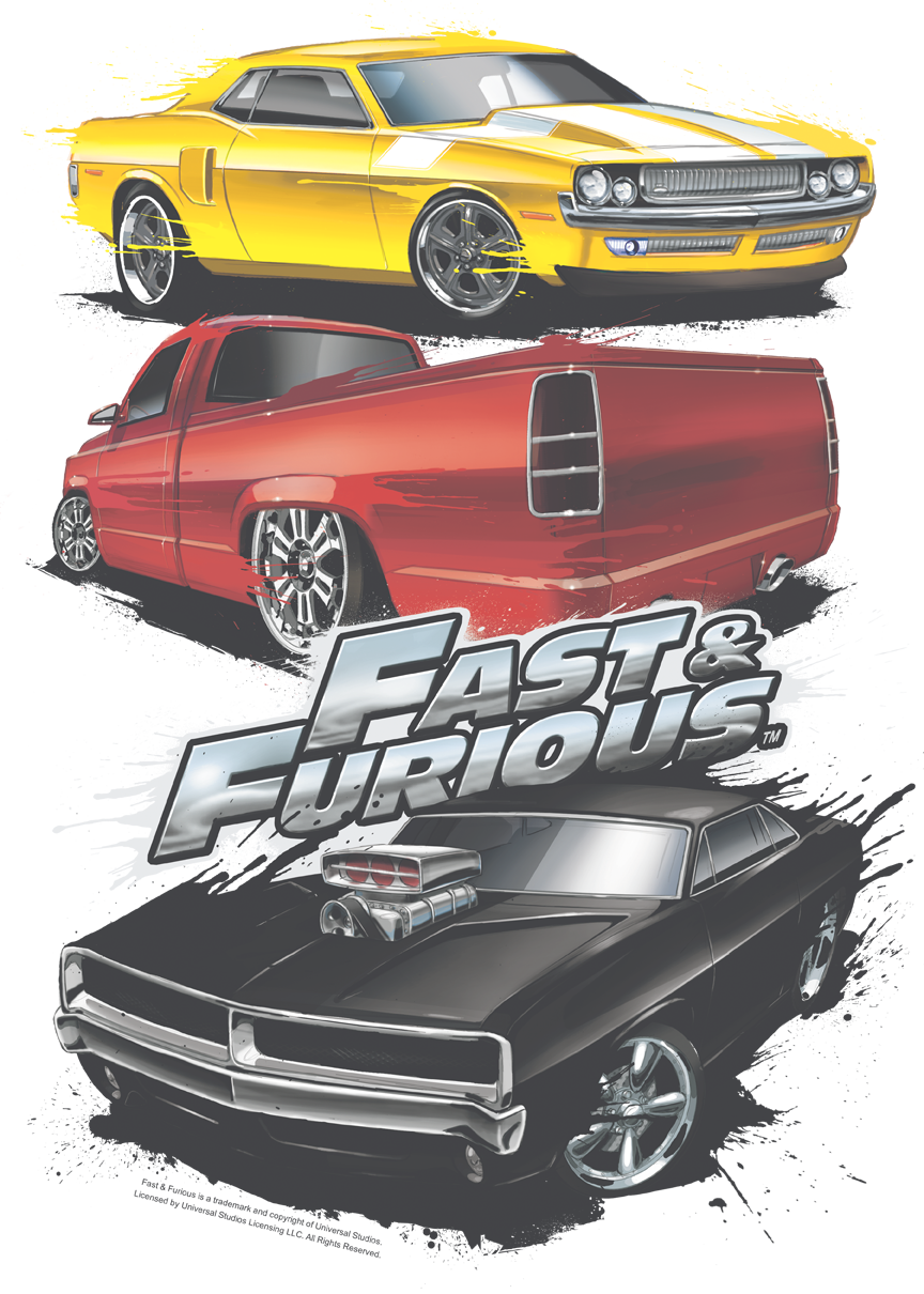 Fast Furious Iconic Cars Graphic PNG