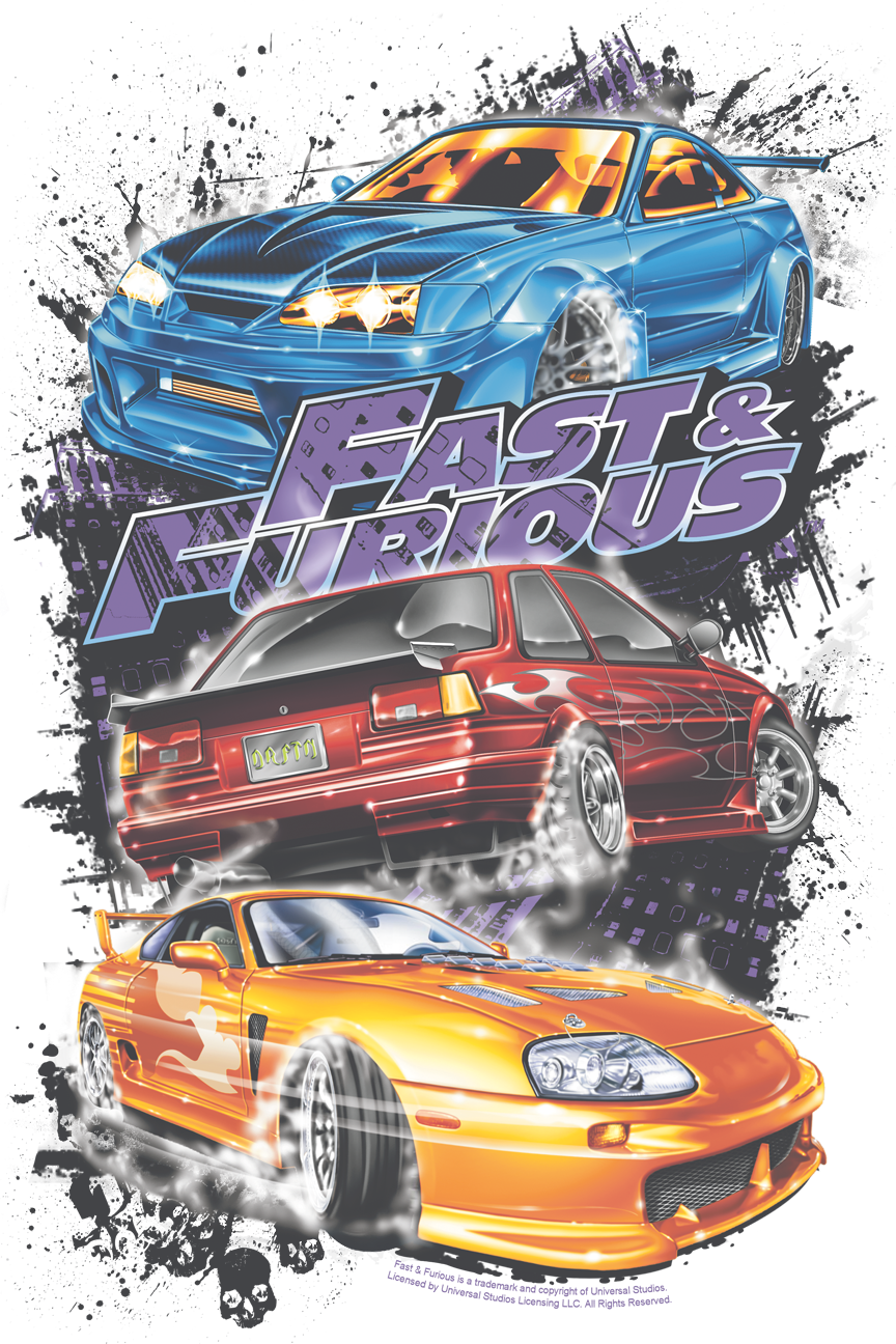 Fast Furious Iconic Cars Poster PNG