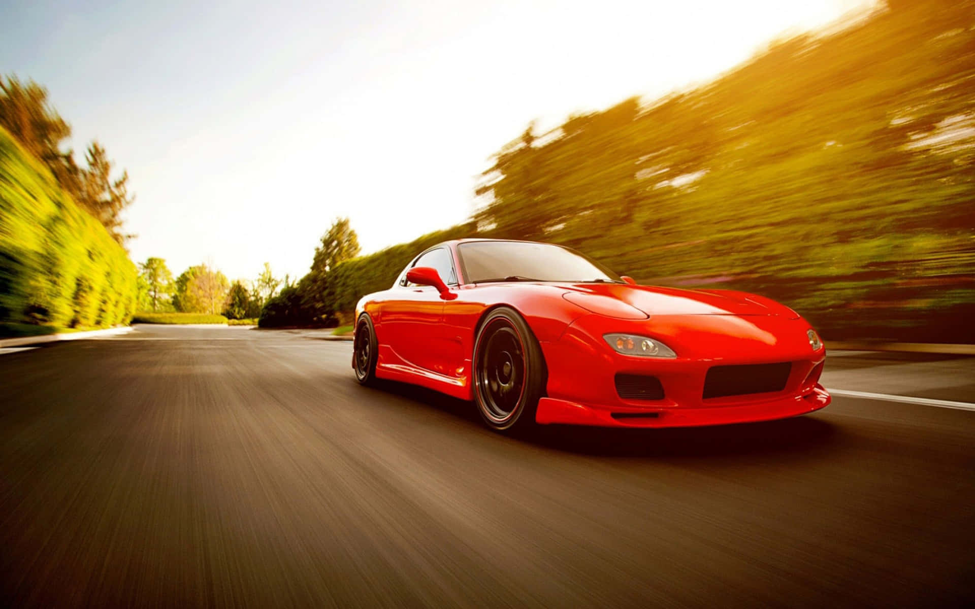 Fast Moving Red Mazda Rx 7 Wallpaper