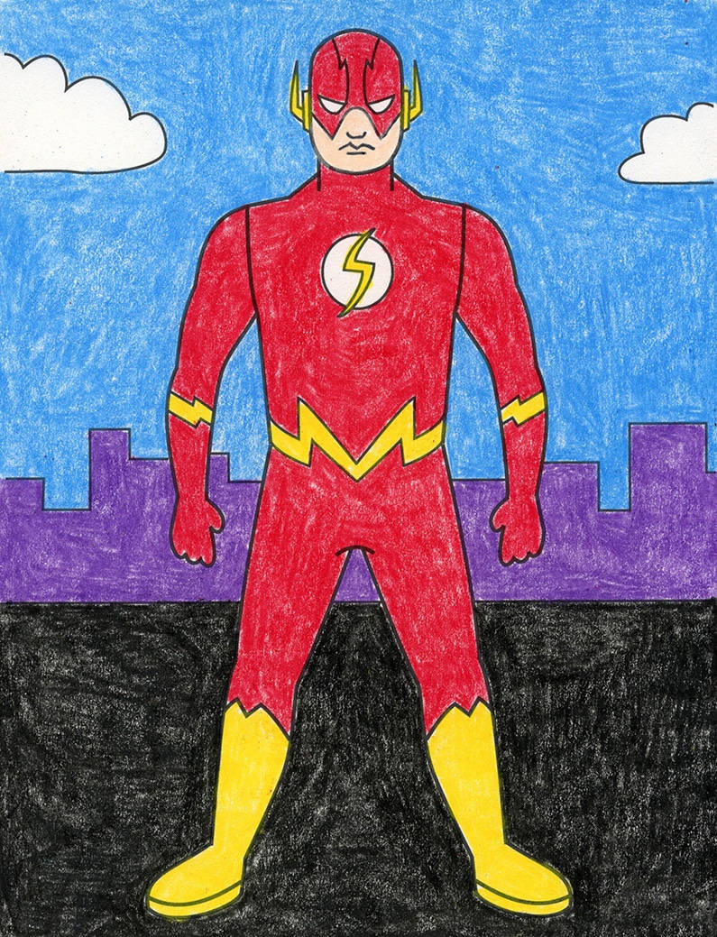 Fast Superhero The Flash Drawing Wallpaper