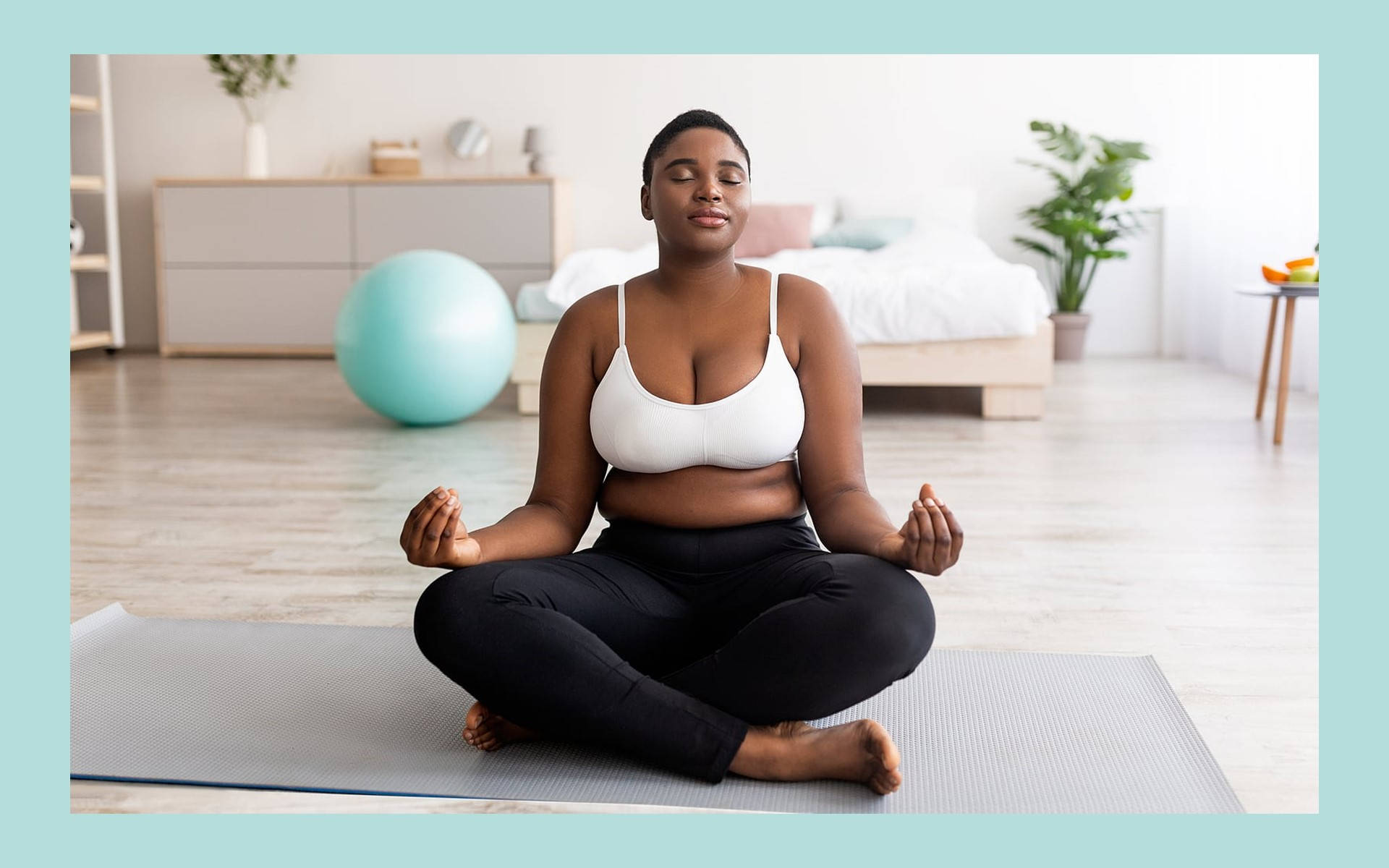 Fat Black Woman Meditating Background