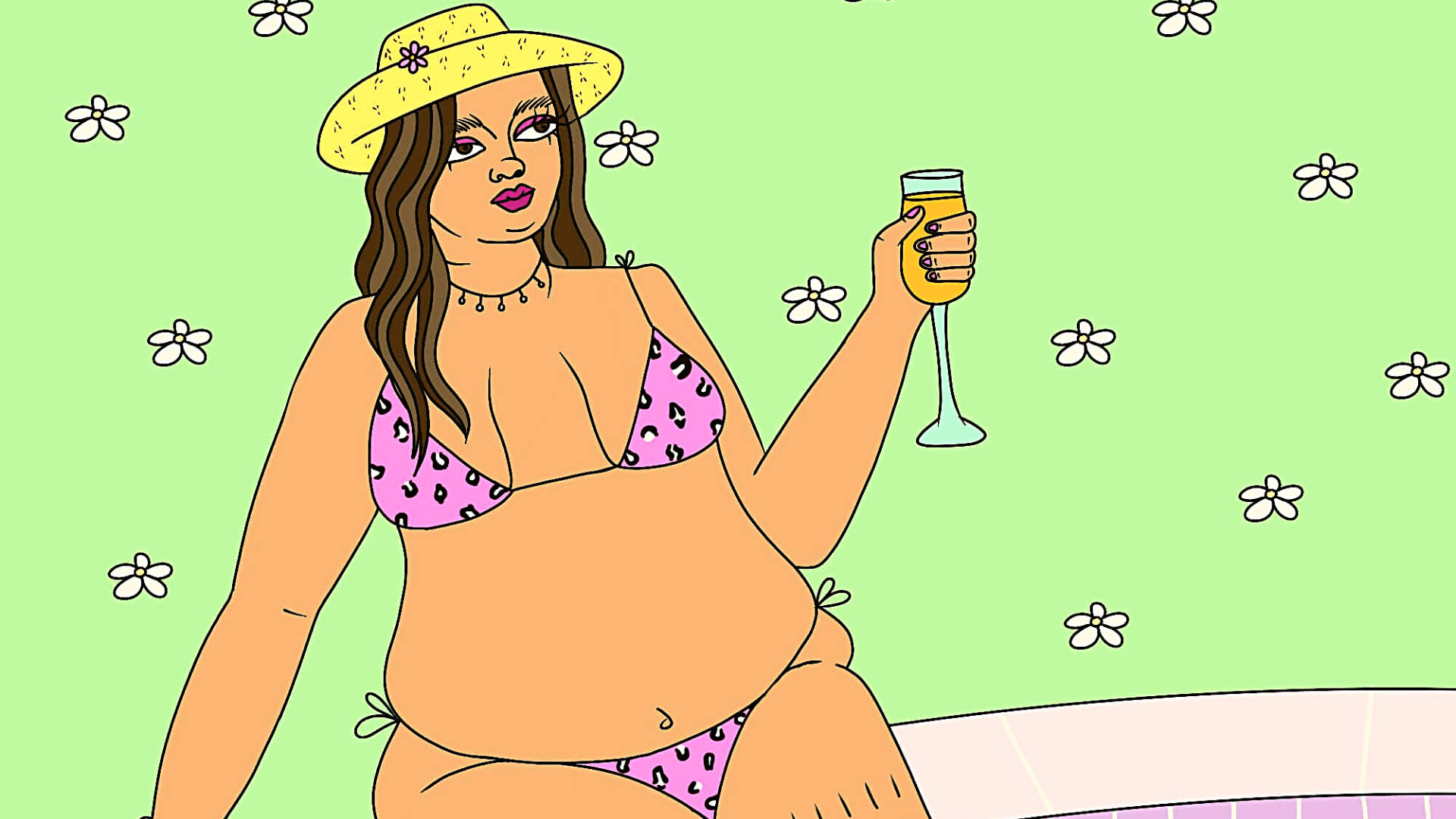 Fat Girl In A Violet Polka Dot Bikini Wallpaper